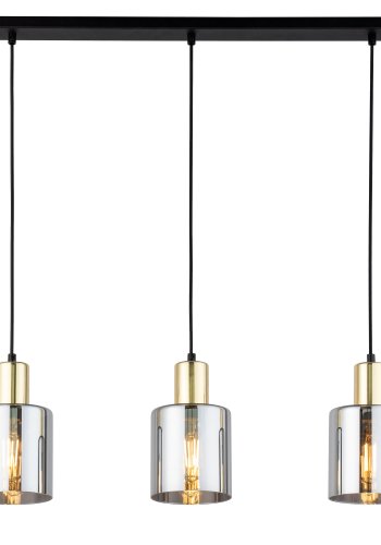 TK Sierra loftlampe, m. 3 skrme - glas og guld metal