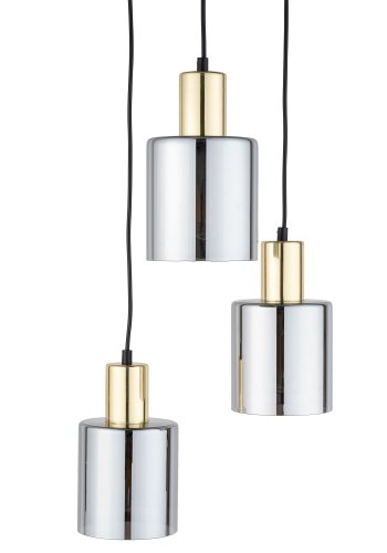 TK Sierra loftlampe, m. 3 skrme - glas og guld metal