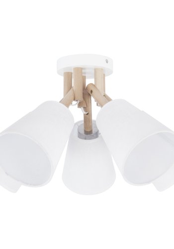 TK Vaio loftlampe, m. 5 skrme - hvid stof, tr og metal