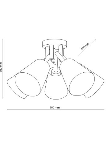 TK Vaio loftlampe, m. 5 skrme - hvid stof, tr og metal