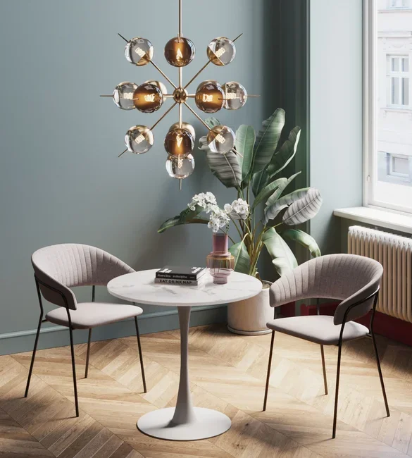 KARE DESIGN Schickeria spisebord, rund - hvid marmorlook laminat og hvid stl (80)