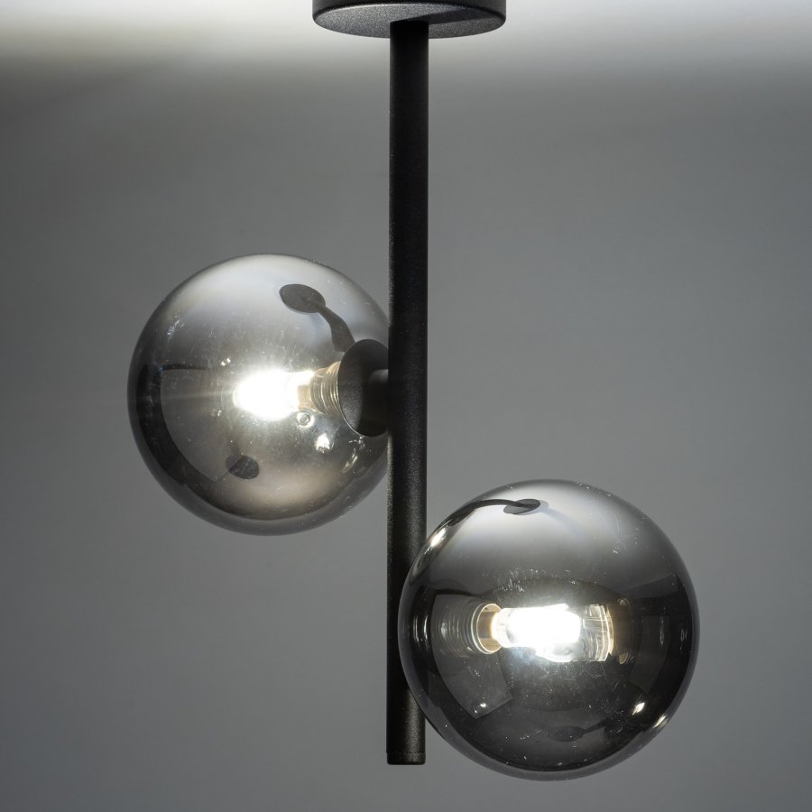 TK Ester loftlampe, m. 2 skrme - sort glas og metal
