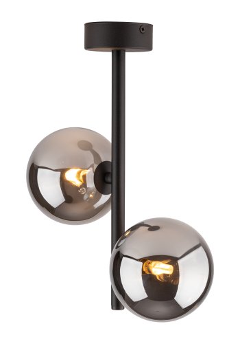 TK Ester loftlampe, m. 2 skrme - sort glas og metal