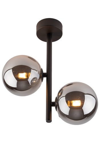 TK Ester loftlampe, m. 2 skrme - sort glas og metal