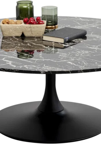 KARE DESIGN Schickeria sofabord, rund - sort marmorlook laminat og sort stl (110)