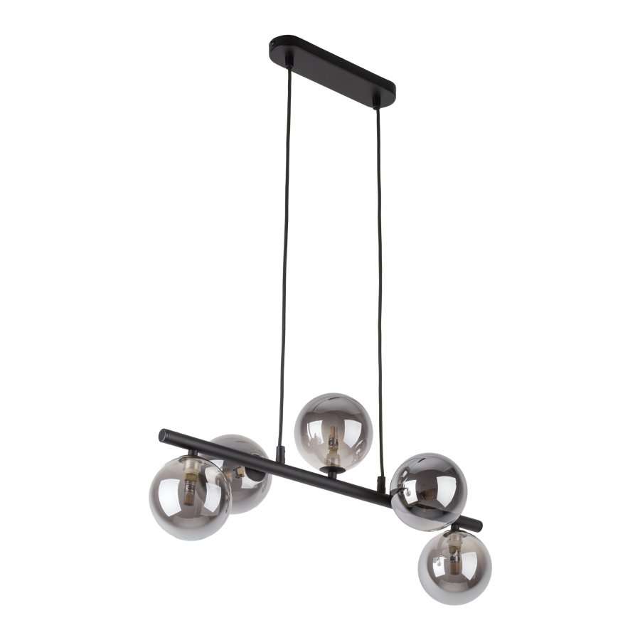 TK Ester loftlampe, m. 5 skrme - sort glas og metal