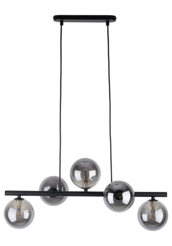 TK Ester loftlampe, m. 5 skrme - sort glas og metal