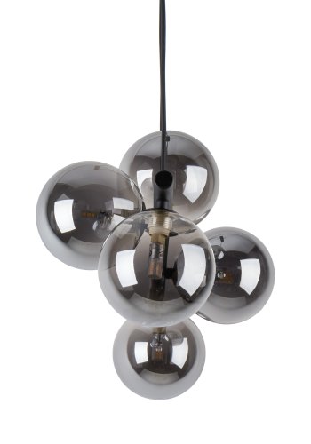 TK Ester loftlampe, m. 5 skrme - sort glas og metal