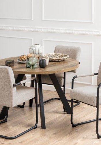 ACT NORDIC Adele spisebordsstol, m. armln - beige stof og sort stl