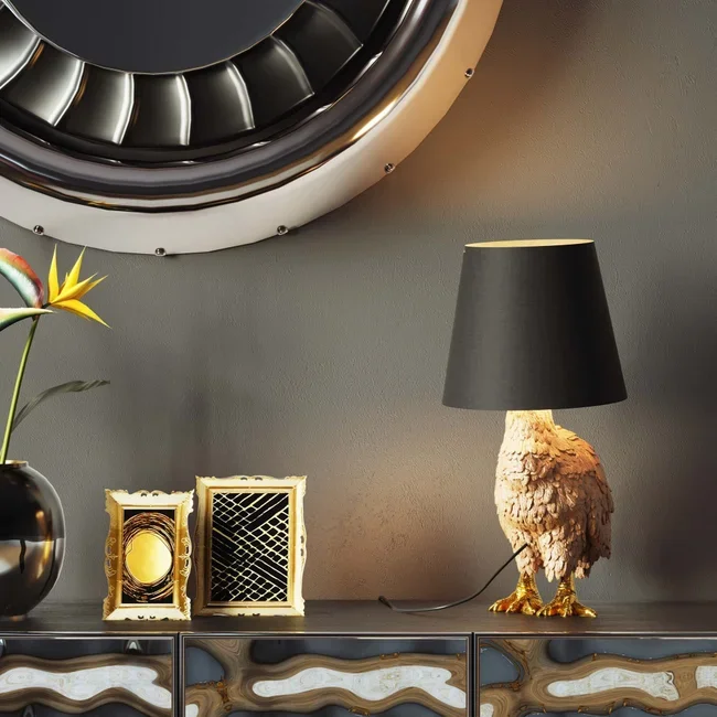 KARE DESIGN Animal Duck bordlampe - sort bomuld og guld polyresin