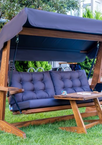 NORDVÄRK Viva 2400 udendrs triple hngesofa - antracitgr polyester stof og grantr