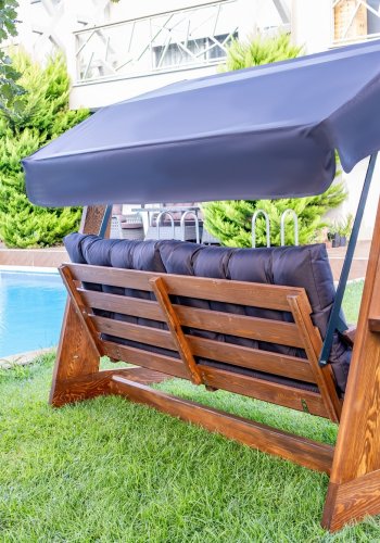 NORDVÄRK Viva 2400 udendrs triple hngesofa - antracitgr polyester stof og grantr