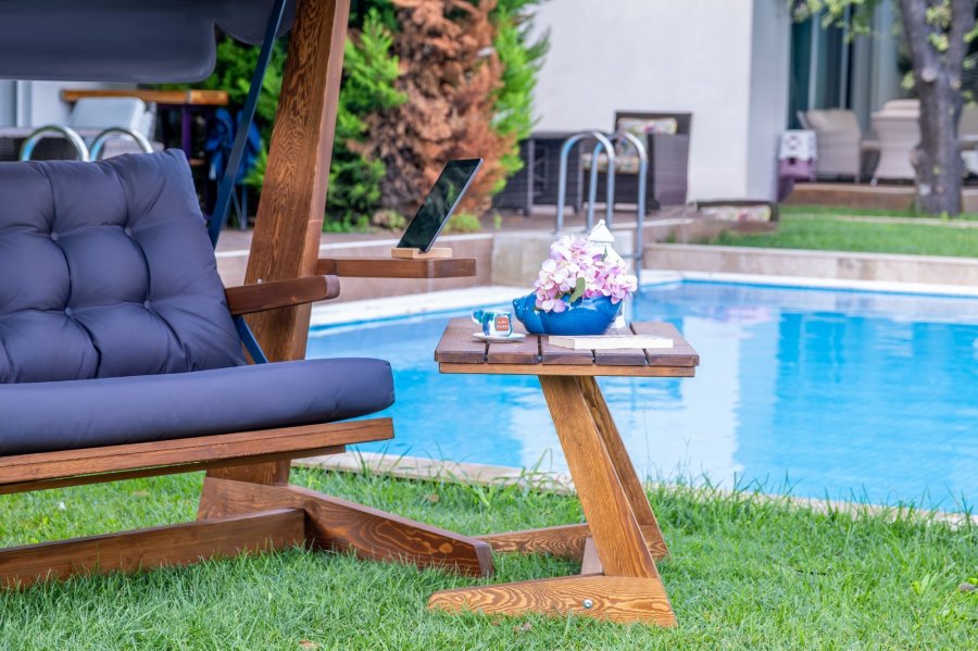 NORDVÄRK Viva 2400 udendrs triple hngesofa - antracitgr polyester stof og grantr