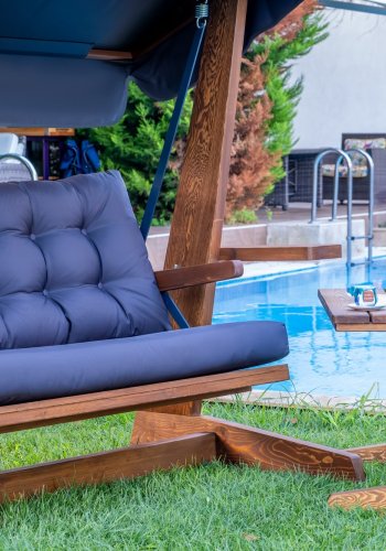 NORDVÄRK Viva 2400 udendrs triple hngesofa - antracitgr polyester stof og grantr