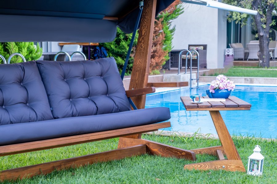 NORDVÄRK Viva 2400 udendrs triple hngesofa - antracitgr polyester stof og grantr