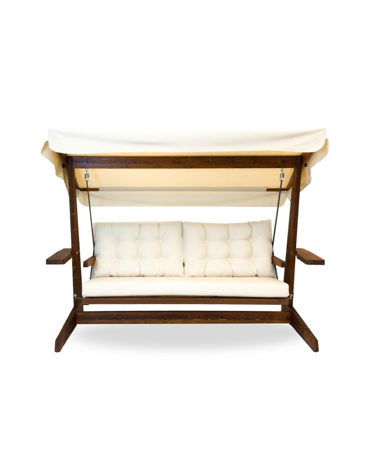 NORDVÄRK Viva 2400 udendrs triple hngesofa - beige polyester stof og grantr