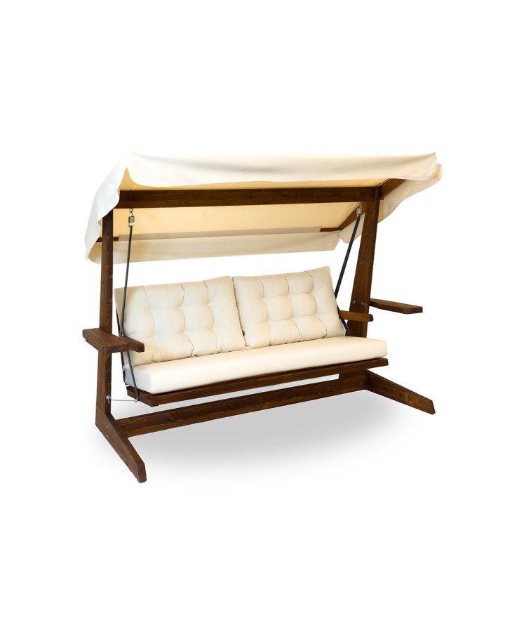 NORDVÄRK Viva 2400 udendrs triple hngesofa - beige polyester stof og grantr