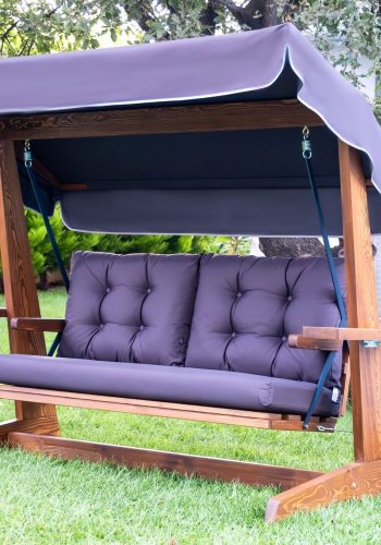 NORDVÄRK Viva 2200 udendrs triple hngesofa - antracitgr polyester stof og grantr