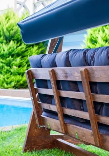 NORDVÄRK Viva 2200 udendrs triple hngesofa - antracitgr polyester stof og grantr