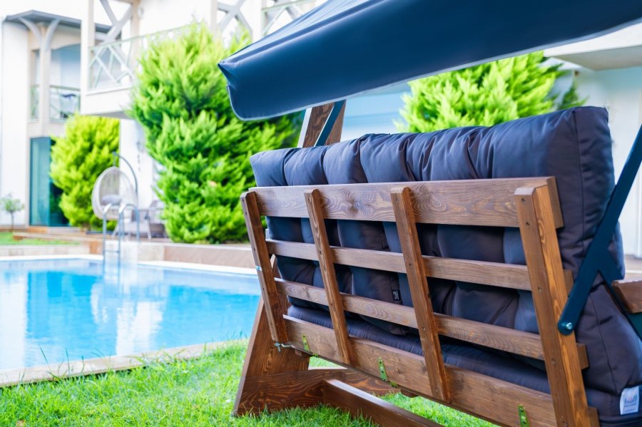 NORDVÄRK Viva 2200 udendrs triple hngesofa - antracitgr polyester stof og grantr