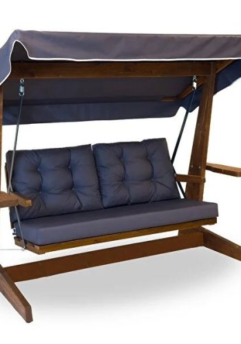 NORDVÄRK Viva 2200 udendrs triple hngesofa - antracitgr polyester stof og grantr