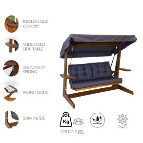 NORDVÄRK Viva 2200 udendrs triple hngesofa - antracitgr polyester stof og grantr