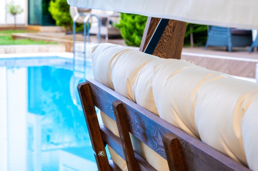 NORDVÄRK Viva 2200 udendrs triple hngesofa - beige polyester stof og grantr