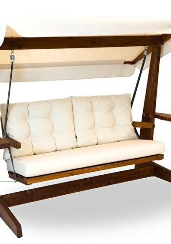 NORDVÄRK Viva 2200 udendrs triple hngesofa - beige polyester stof og grantr