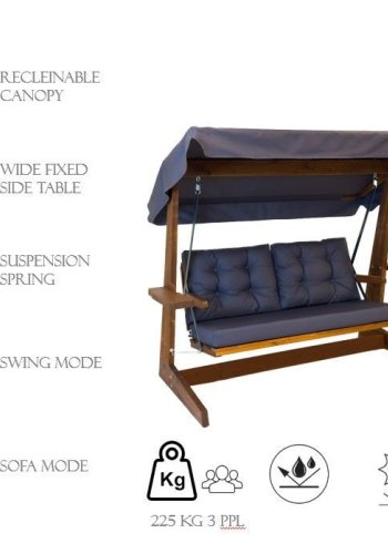 NORDVÄRK Viva 2200 udendrs triple hngesofa - beige polyester stof og grantr