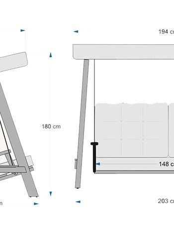 NORDVÄRK Pera 2000 udendrs dobbelt hngesofa - antracitgr polyester stof og grantr