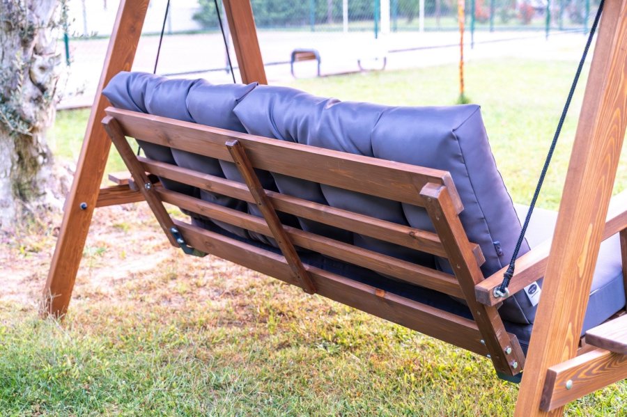 NORDVÄRK Pera 2000 udendrs dobbelt hngesofa - antracitgr polyester stof og grantr