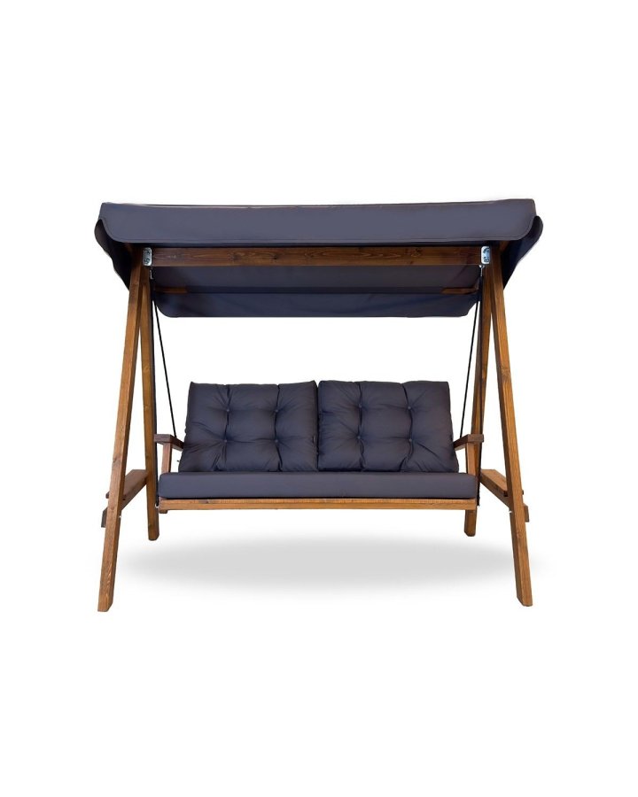 NORDVÄRK Pera 2000 udendrs dobbelt hngesofa - antracitgr polyester stof og grantr