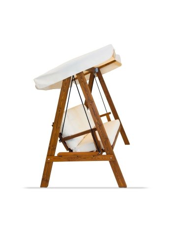 NORDVÄRK Pera 2000 udendrs dobbelt hngesofa - beige polyester stof og grantr