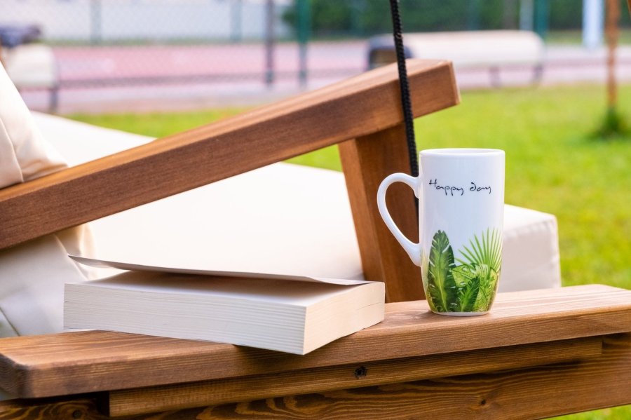 NORDVÄRK Pera 2000 udendrs dobbelt hngesofa - beige polyester stof og grantr