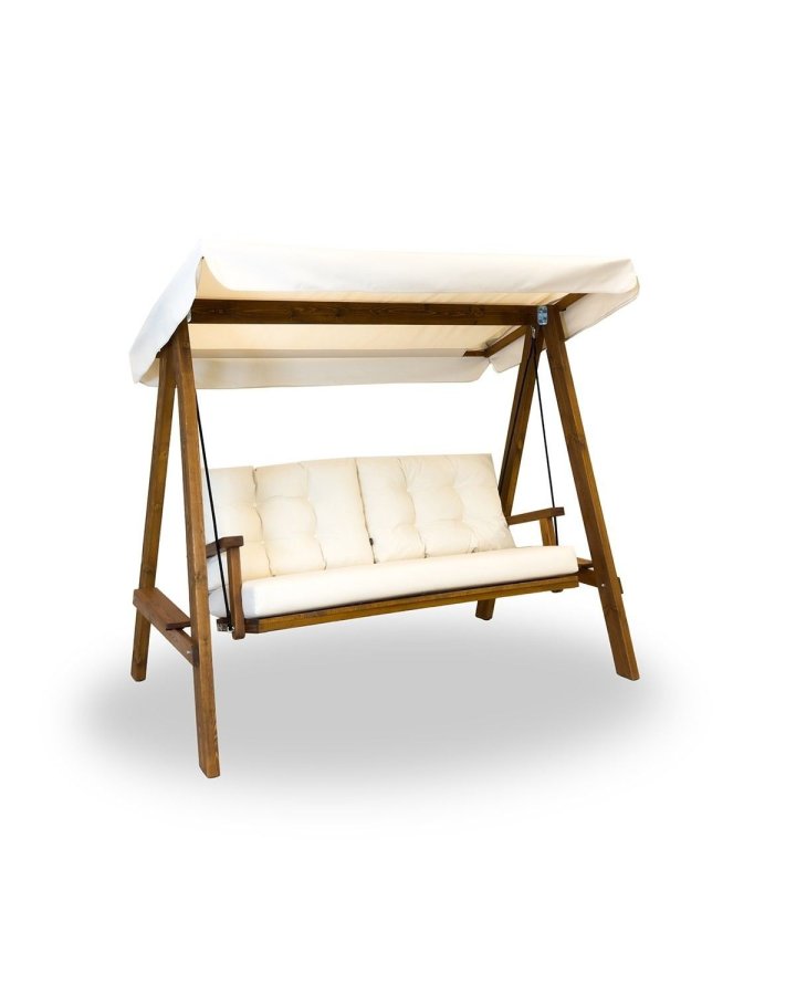 NORDVÄRK Pera 2000 udendrs dobbelt hngesofa - beige polyester stof og grantr