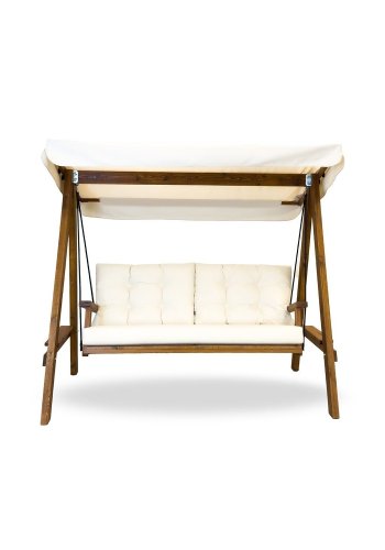 NORDVÄRK Pera 2000 udendrs dobbelt hngesofa - beige polyester stof og grantr