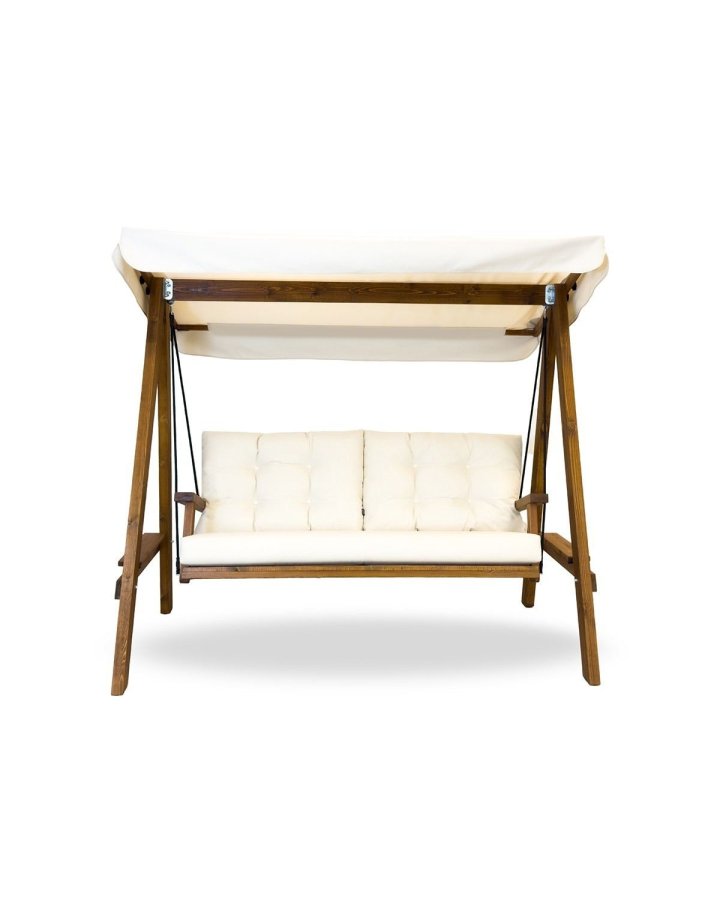 NORDVÄRK Pera 2000 udendrs dobbelt hngesofa - beige polyester stof og grantr