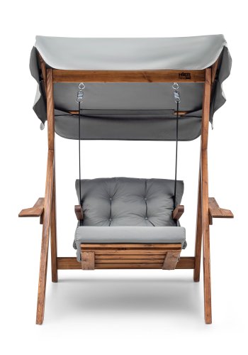 NORDVÄRK Galata Swing S1 udendrs enkel hngesofa - gr polyester stof og natur fyrretr