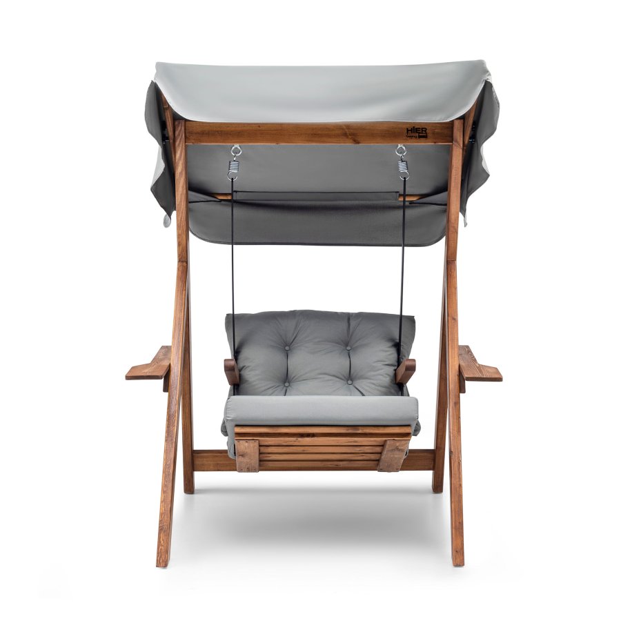 NORDVÄRK Galata Swing S1 udendrs enkel hngesofa - gr polyester stof og natur fyrretr