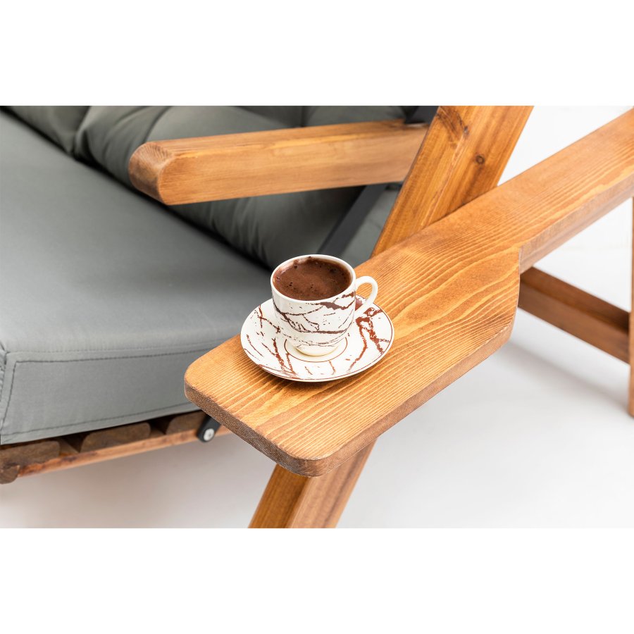 NORDVÄRK Galata Swing S1 udendrs enkel hngesofa - gr polyester stof og natur fyrretr