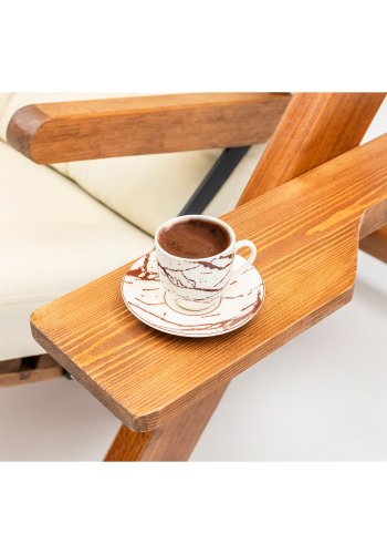 NORDVÄRK Galata Swing S2  udendrs hngesofa - creme polyester stof og natur fyrretr