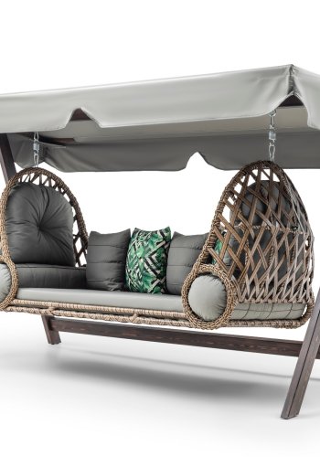 NORDVÄRK Saltanat udendrs triple hngesofa - gr polyester stof og fyrretr