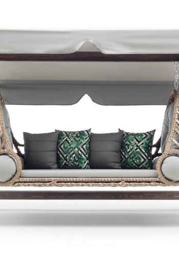 NORDVÄRK Saltanat udendrs triple hngesofa - gr polyester stof og fyrretr