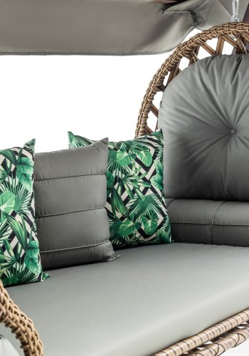 NORDVÄRK Saltanat udendrs triple hngesofa - gr polyester stof og fyrretr