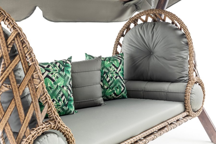 NORDVÄRK Saltanat udendrs triple hngesofa - gr polyester stof og fyrretr