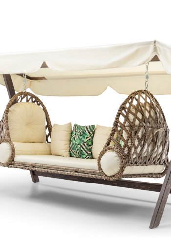 NORDVÄRK Saltanat udendrs triple hngesofa - creme polyester stof og fyrretr