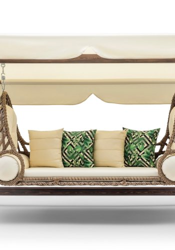 NORDVÄRK Saltanat udendrs triple hngesofa - creme polyester stof og fyrretr