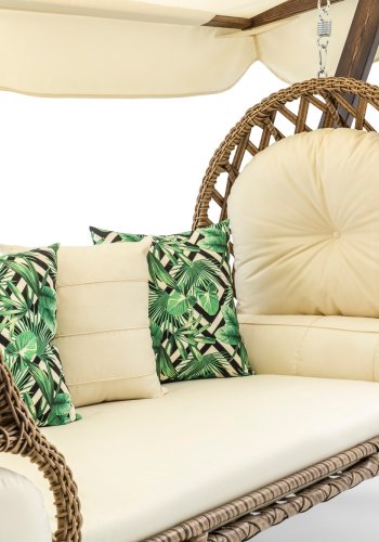 NORDVÄRK Saltanat udendrs triple hngesofa - creme polyester stof og fyrretr