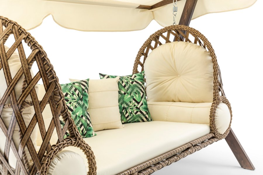 NORDVÄRK Saltanat udendrs triple hngesofa - creme polyester stof og fyrretr