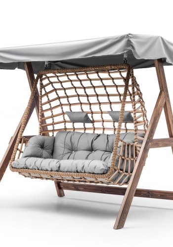 NORDVÄRK Girne udendrs dobbelt hngesofa - gr polyester stof og fyrretr